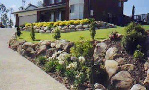 rock walls and low maintenance gardens