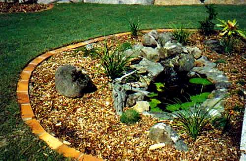 pond in low maintenance garden